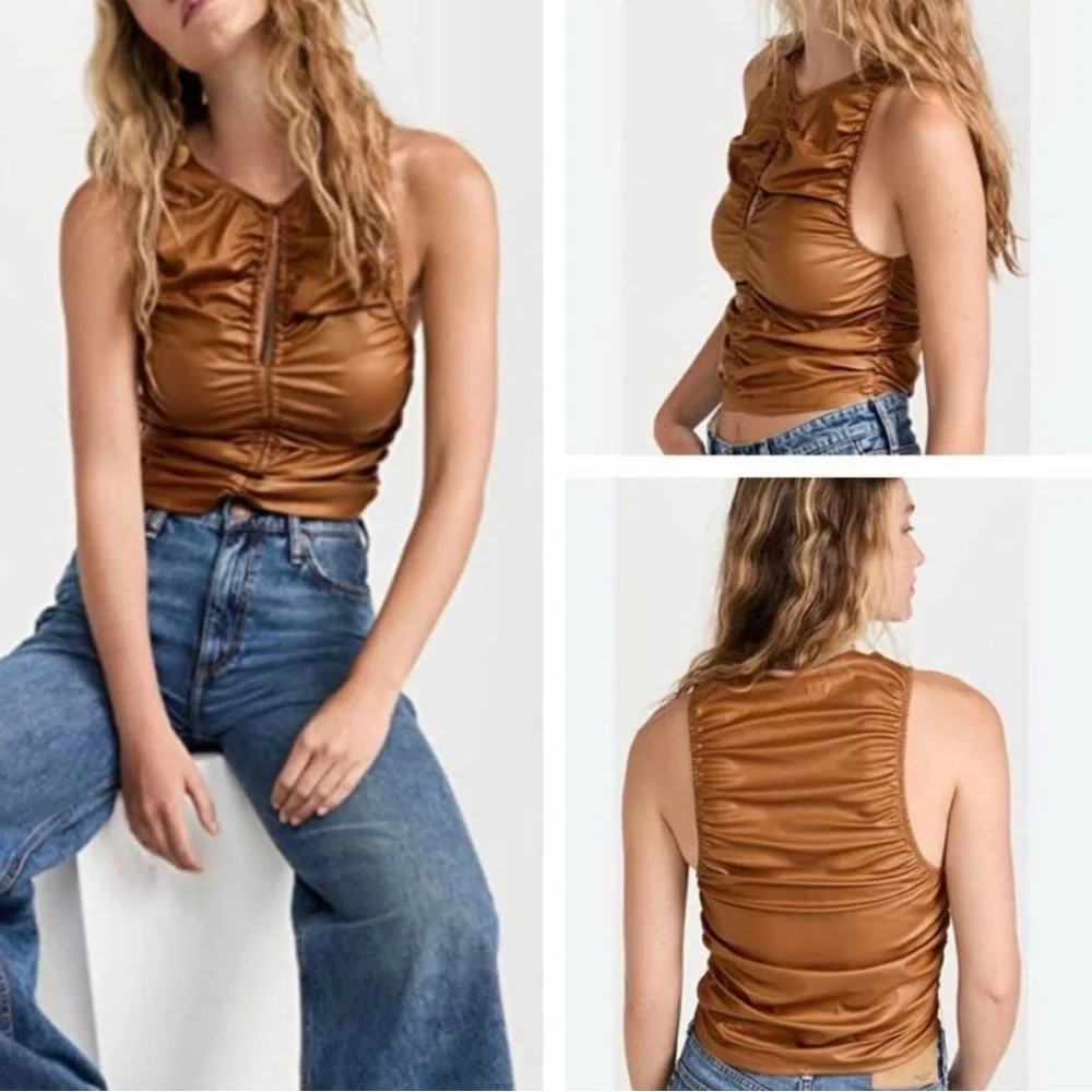 Free People Ride Along Rouched Crop Tank NWT - Picture 3 of 6